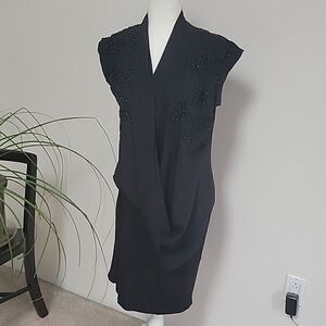 Religion drape neck embellished dress